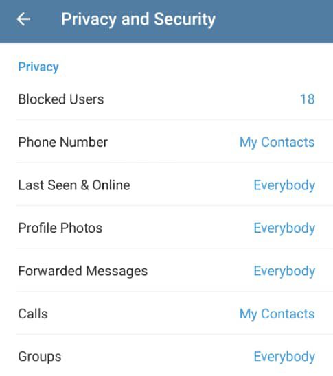حریم خصوصی در تلگرام