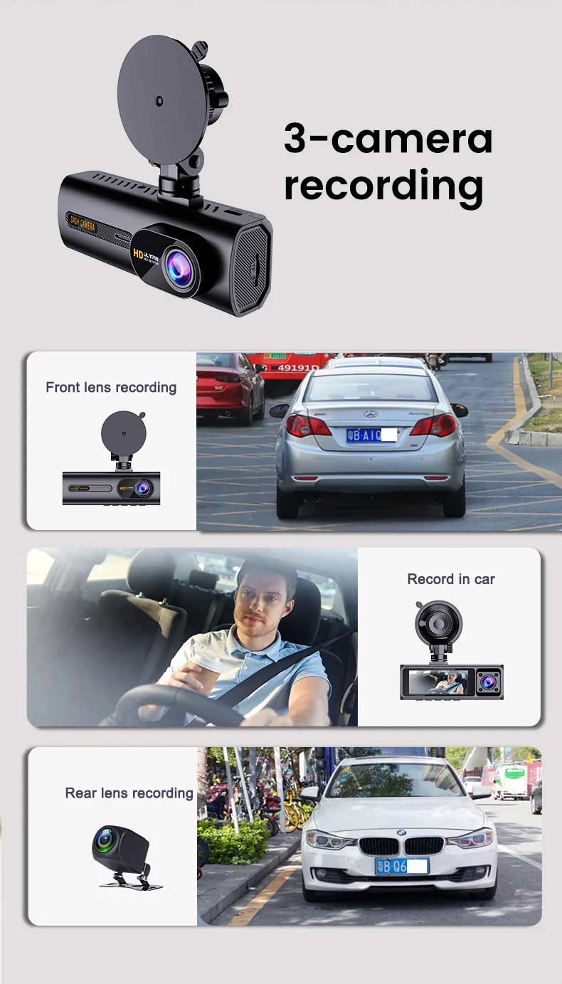 دوربین خودرو 2.5K وای فای دار 3 دوربین T9 PRO 3 T9