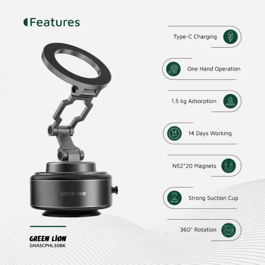 پایه نگهدارنده گوشی گرین لاین مدل GX-30 وکیومی 1 GX 30 6